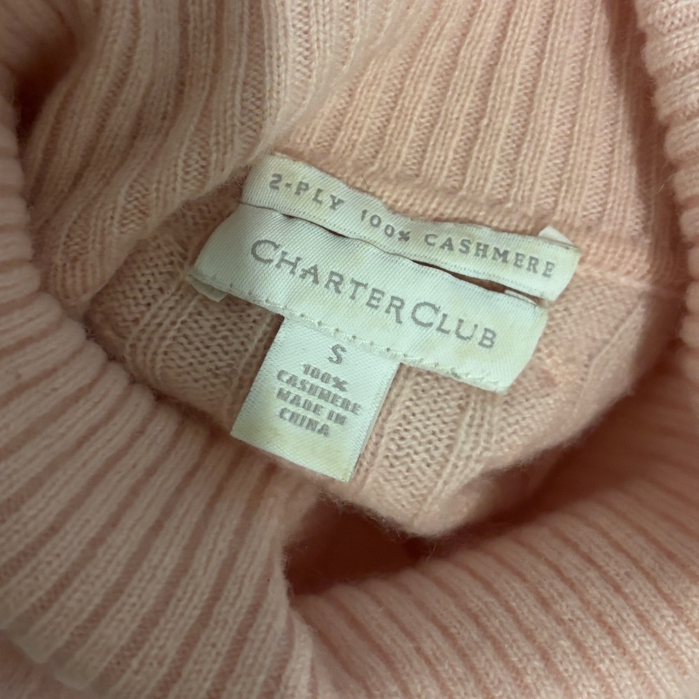 Women’s Charter Club Fitted Turtleneck Cashmere Sweater Light Pink - Picture 9 of 9